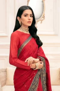 raw silk red saree design