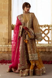 Sajal Aly Pakistani actress wearing mohsin naveed ranjha mehndi bridal wedding dress